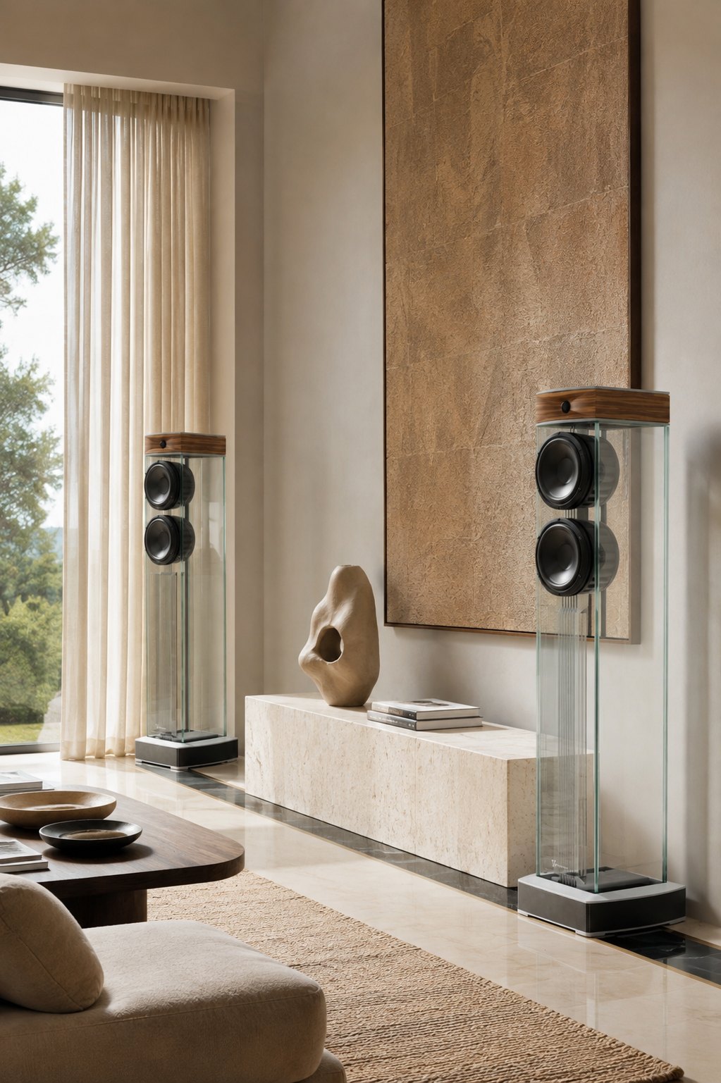 A pair of glass floorstanders